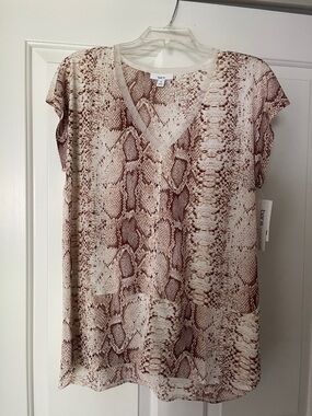 Bar III Brown Snake-Print V-Neck Tunic